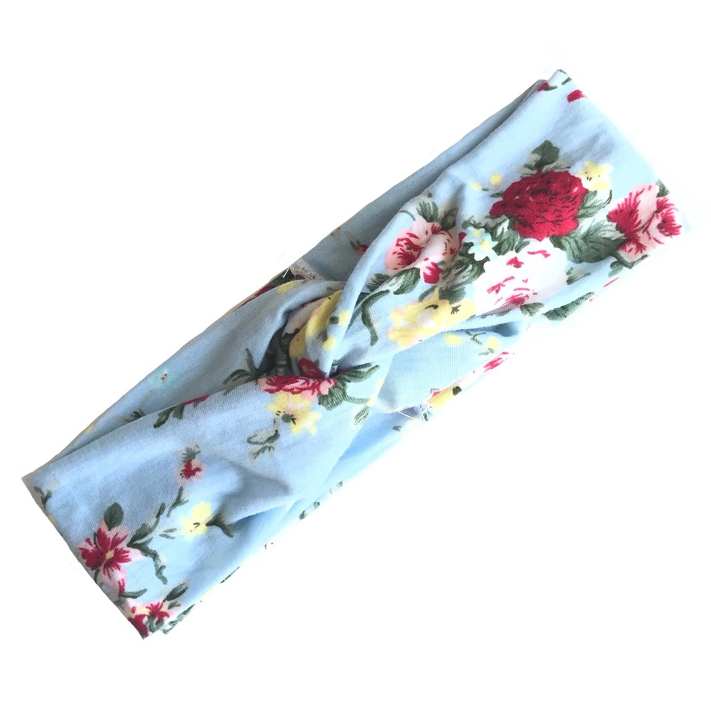 🌳light blue floral print twist front headband🌳